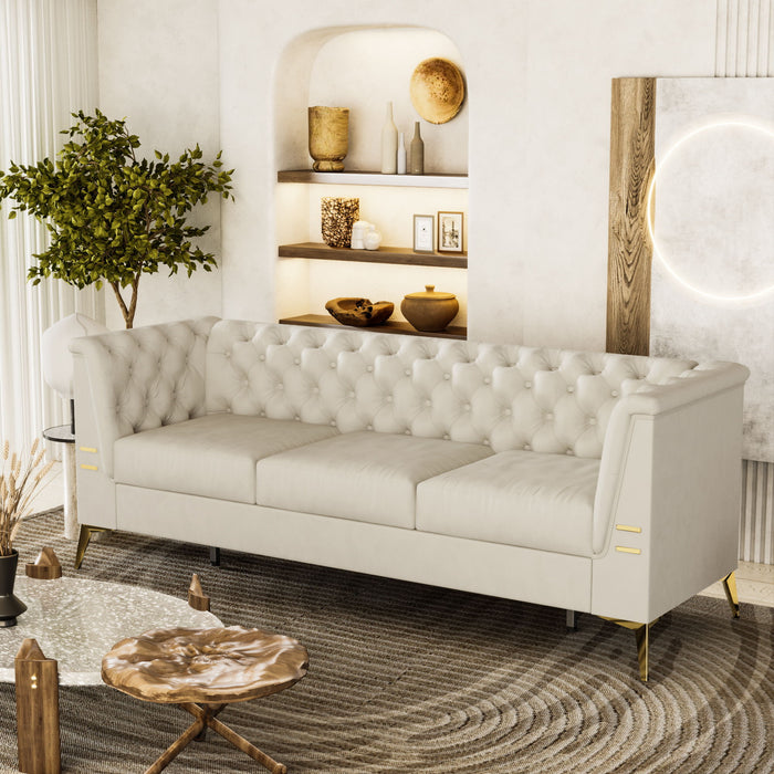 Modern Velvet Living Room Chesterfield Design Wide Sofa
