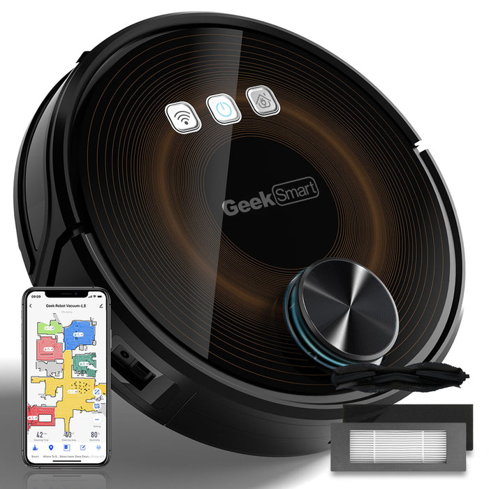 Geek Smart L8 Robot Vacuum Cleaner And Mop, LDS Navigation, Wi - Fi Connected App, Selective Room Cleaning, Max 2700 Pa Suction, Ideal For Pets And Larger Home ()
