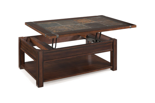 Roanoke - Rectangular Lift Top Cocktail Table (With Casters) - Cherry And Slate Unique Piece Furniture