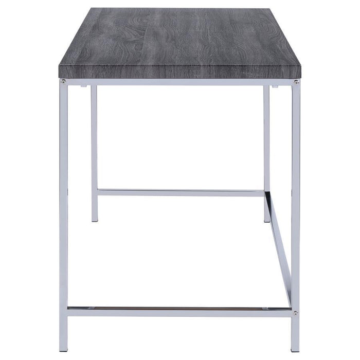 Kravitz - Rectangular Writing Desk - Weathered Gray And Chrome Unique Piece Furniture