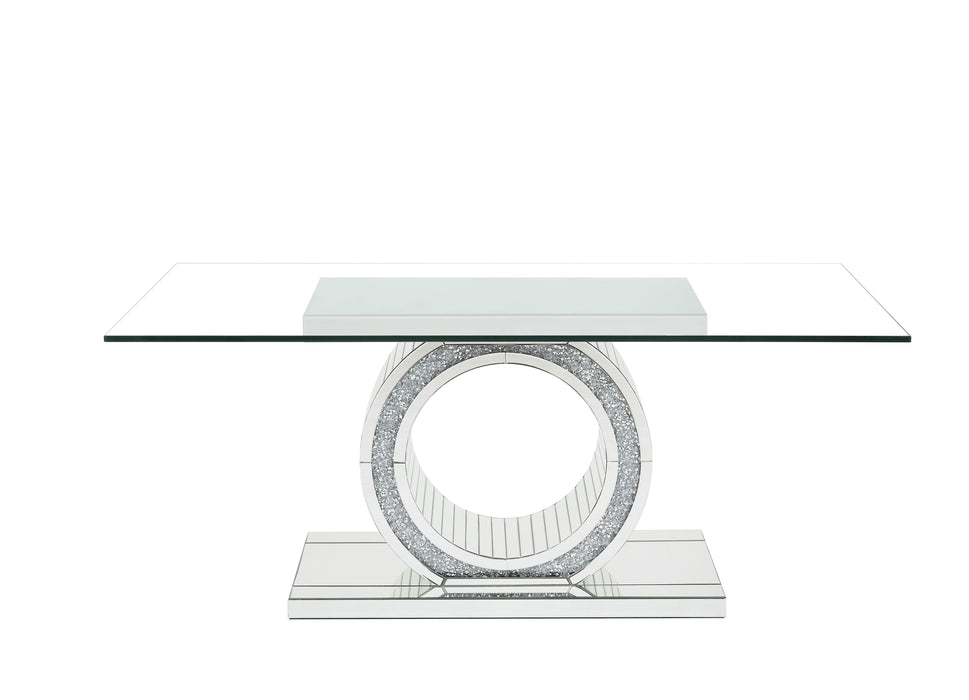Acme - Noralie Dining Table Mirrored & Faux Diamonds