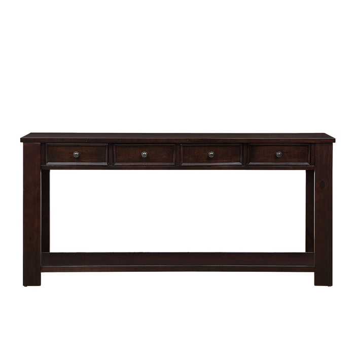 63" Pine Wood Console Table With 4 Drawers And 1 Bottom Shelf For Entryway Hallway Easy Assembly 63" Long Sofa Table Light Espresso