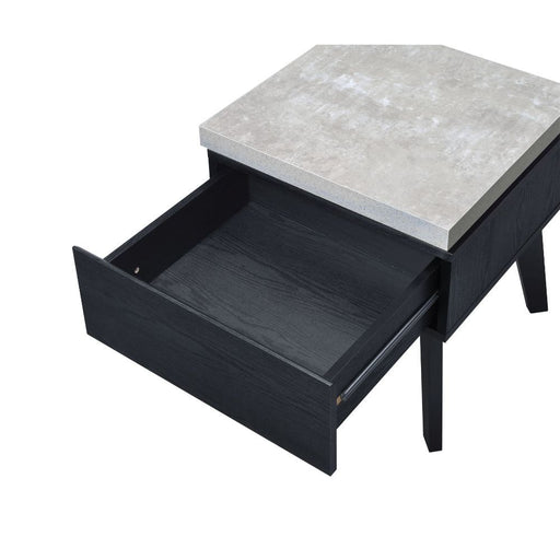 Magna - End Table - Faux Concrete & Black Unique Piece Furniture