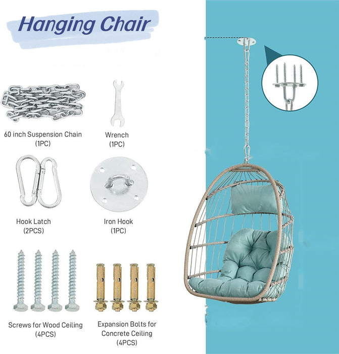 Outdoor Garden Rattan Egg Swing Chair Hanging