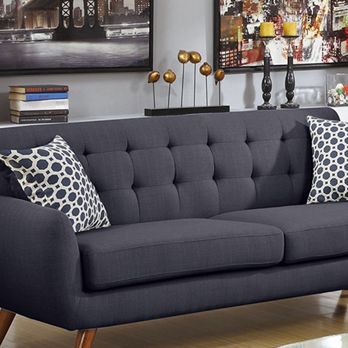 2 Piece Polyfiber Upholstered Sofa And Loveseat Set In Ash Black