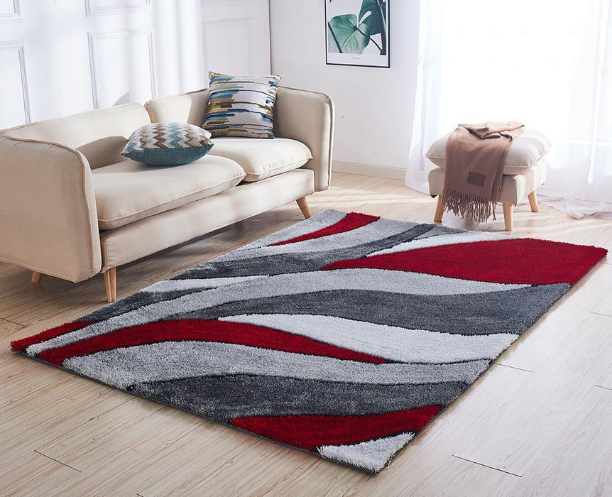 Aria Collection Soft Pile Hand Tufted Shag Area Rug Red