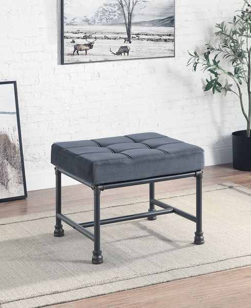 Brantley - Ottoman - Gray Velvet & Sandy Gray Finish Unique Piece Furniture