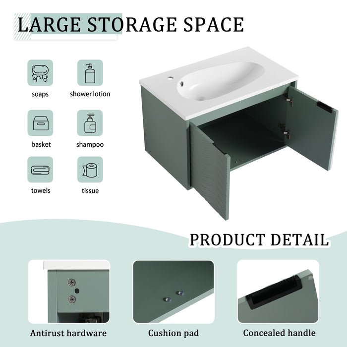 30" Wall Mounted Bathroom Vanity, Soft Close Doors, For Small Bathroom (KD-Packing)