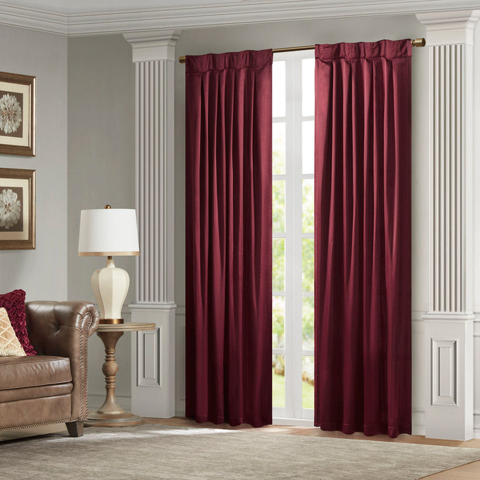 Pleat Curtain Panel With Tieback (Single) - Burgundy