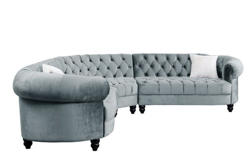 Qulan - Sectional Sofa - Light Blue Velvet Unique Piece Furniture