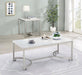 Leona - Faux Marble Square End Table - White And Satin Nickel Unique Piece Furniture