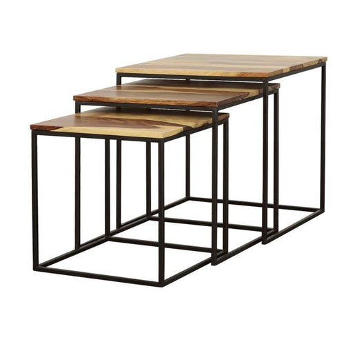 Belcourt - 3 Piece Square Nesting Tables - Natural And Black Unique Piece Furniture