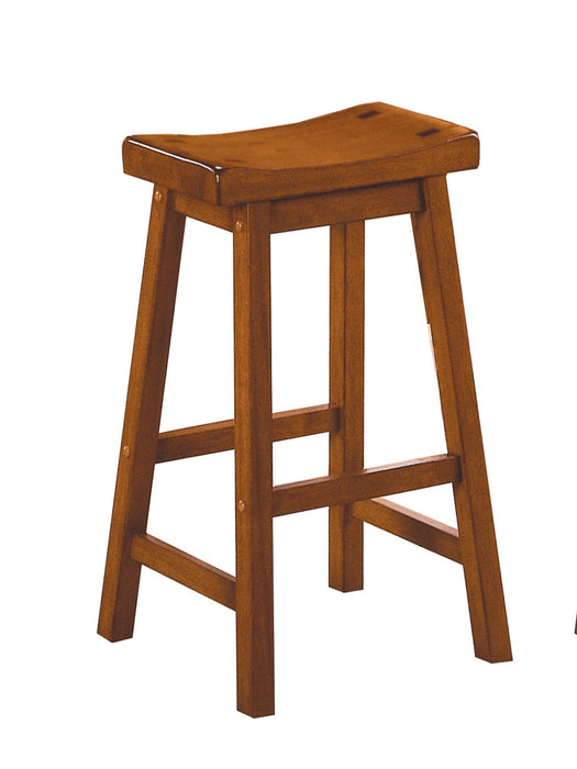 Casual Dining 29 Inch Bar Height Stools 2 Pieces Set Saddle Seat Solid Wood Oak Finish Home Furniture