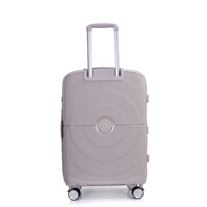 Expandable Hardshell Suitcase Double Spinner Wheels Pp Luggage Sets Lightweight Durable Suitcase With Tsa Lock, 3 Piece Set - Griege