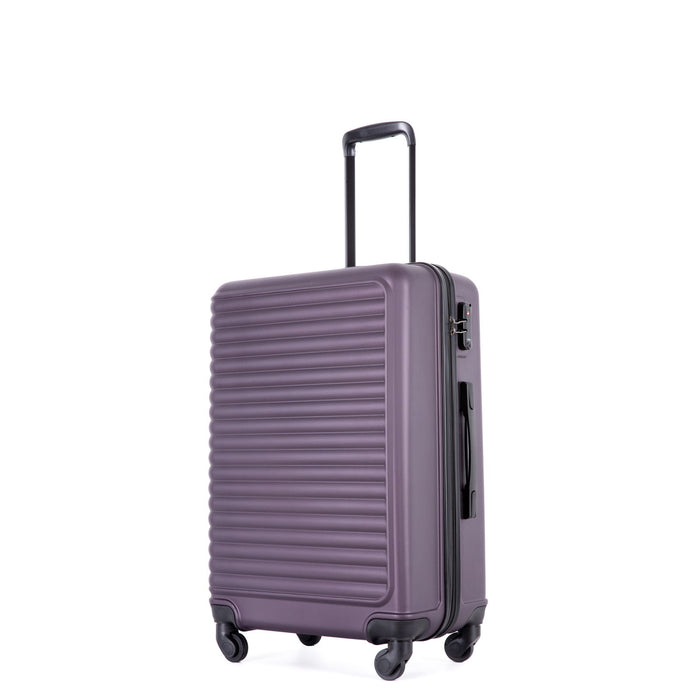 3 Piece Luggage Sets Lightweight Suitcase With Two Hooks, Spinner Wheels - Purple