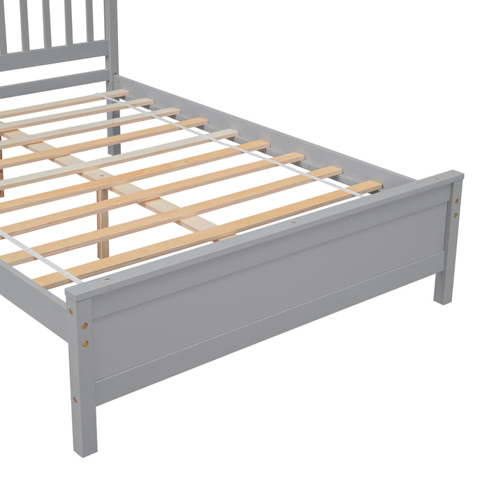 Full Bed With Headboard And Footboard, With 2 Nightstands, Grey