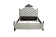 House - Delphine - Queen Bed - Two Tone Ivory Fabric & Charcoal Finish Unique Piece Furniture