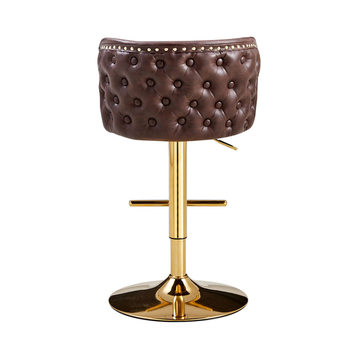 Swivel Barstools Adjusatble Seat Height, Modern Upholstered Bar Stools With The Whole Back Tufted, For Home Pub And Kitchen Island Brown (Set Of 2)