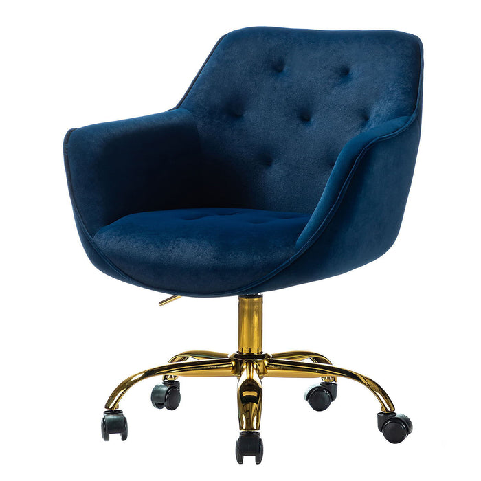 Somnus Task Chair With Tufted Back And Golden Base - Navy