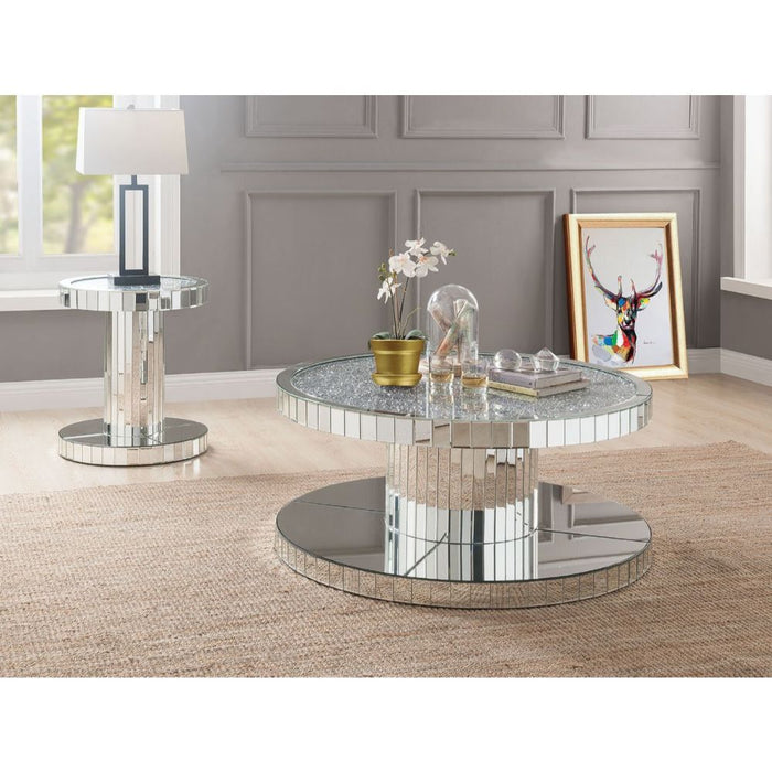 Ornat - Coffee Table - Mirrored & Faux Stones