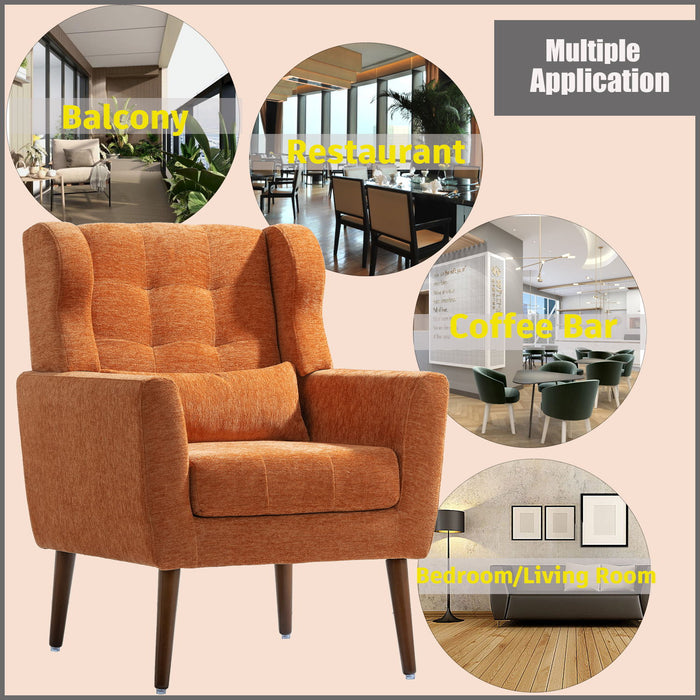 Modern Accent Chair Upholstered Foam Filled Living Room Chairs Comfy Reading Chair Mid Century Modern Chair With Chenille Fabric Lounge Arm Chairs Armchair For Living Room Bedroom (Yellow)