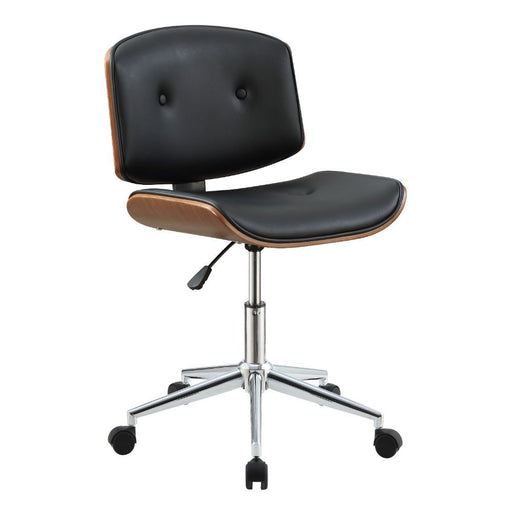 Camila - Office Chair - Black PU & Walnut - 36" Unique Piece Furniture