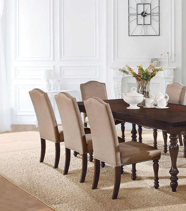 Transitional Antique Cherry Beige (Set of 2) Side Chairs Padded Turned Legs Dining Room Furniture