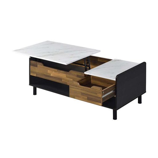 Axel - Coffee Table - Marble, Walnut & Black Finish Unique Piece Furniture