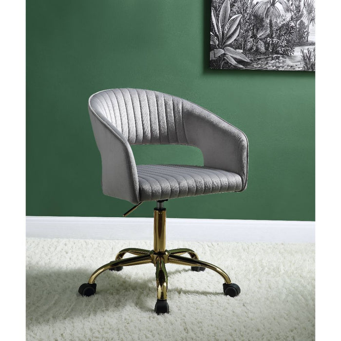 Hopi - Office Chair - Gray Velvet & Gold Unique Piece Furniture