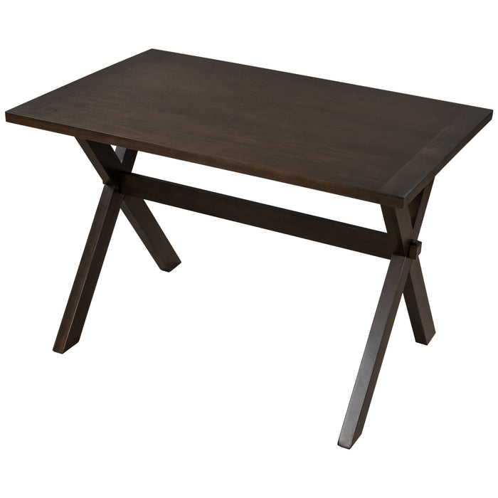 Topmax Farmhouse Rustic Wood Kitchen Dining Table With X Shape Legs, Brown