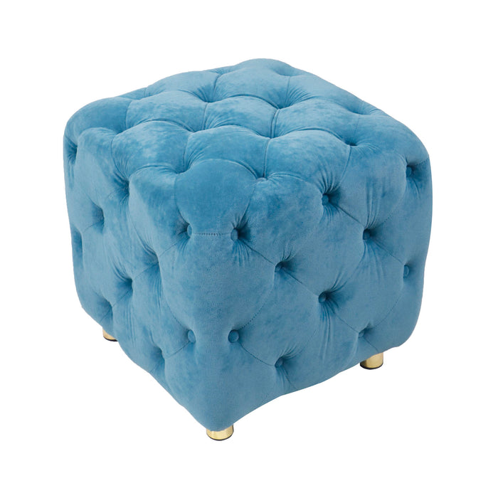 Blue Modern Upholstered Ottoman, Exquisite Small End Table, Soft Foot Stool, Dressing Makeup Chair, Comfortable Seat For Living Room, Bedroom, Entrance