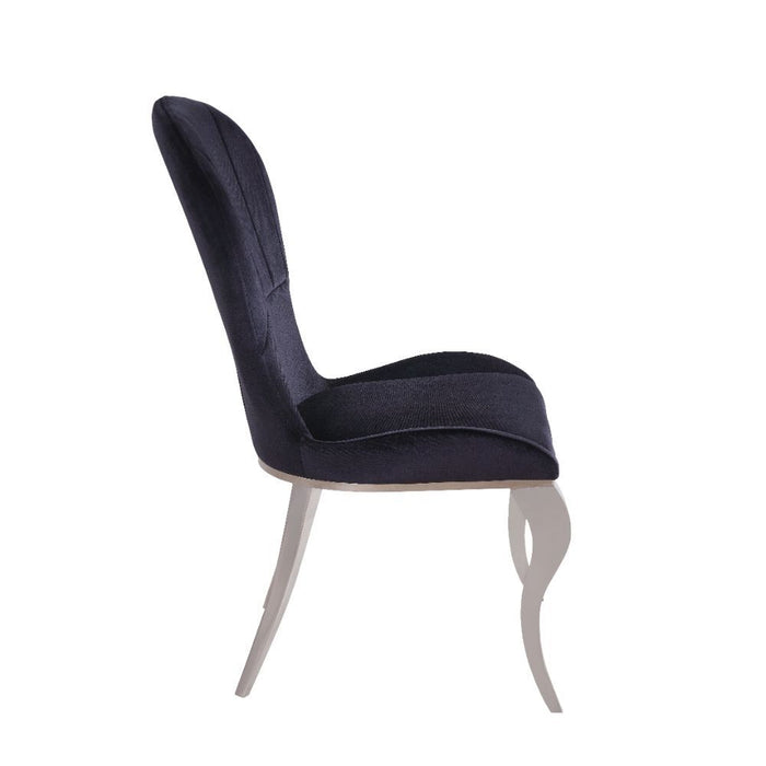 Hiero - Side Chair (Set of 2) - Black Fabric & Stainless Steel Unique Piece Furniture
