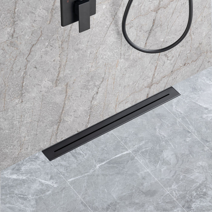 28" Linear Grid Shower Drain - Matte Black