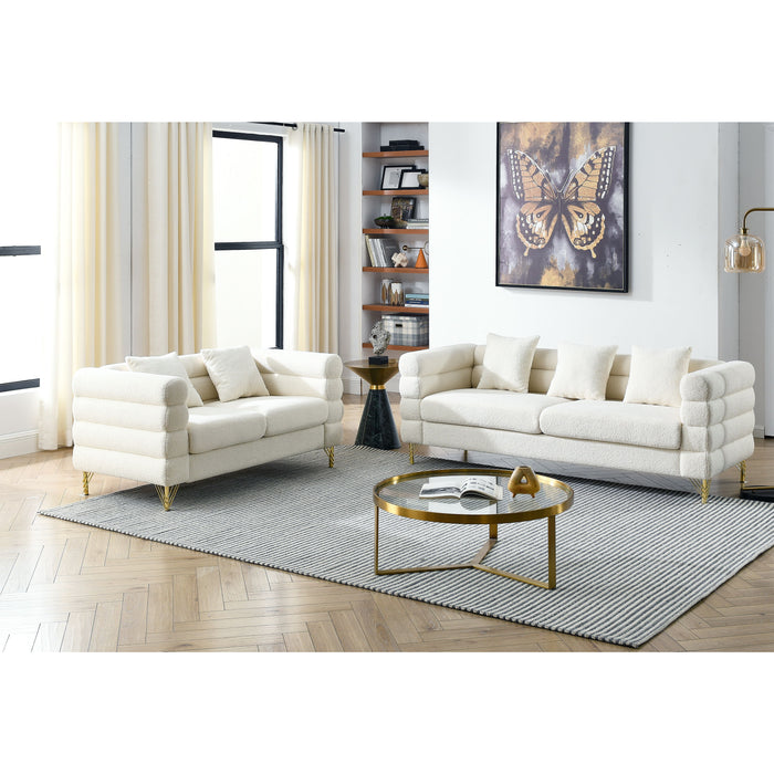 3 Seater / 2 Seater Combination Sofa White Teddy (Ivory)