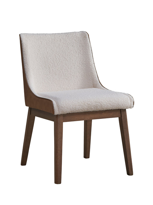 Acme Ginny Side Chair (Set of 2) White Boucle, Brown Velvet & Walnut Finish