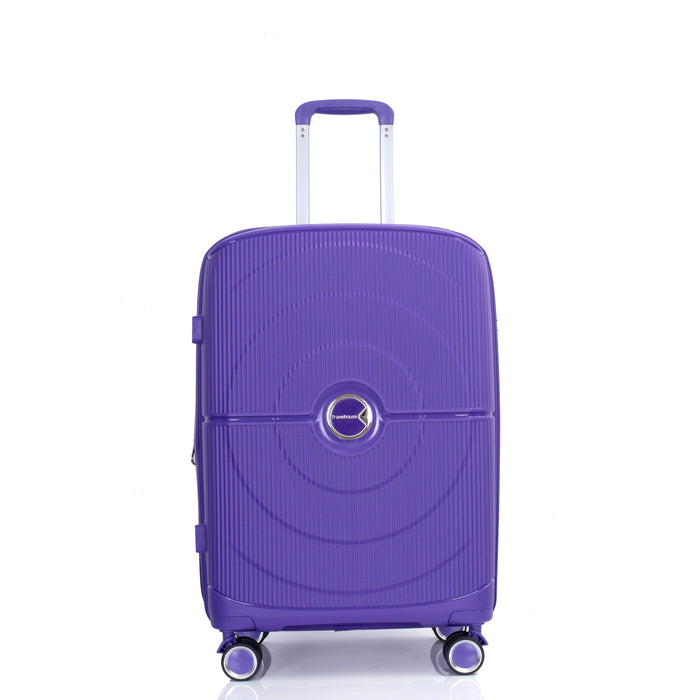 Expandable Hardshell Suitcase Double Spinner Wheels Pp Luggage Sets Lightweight Durable Suitcase With Tsa Lock, 3 Piece Set - Purple