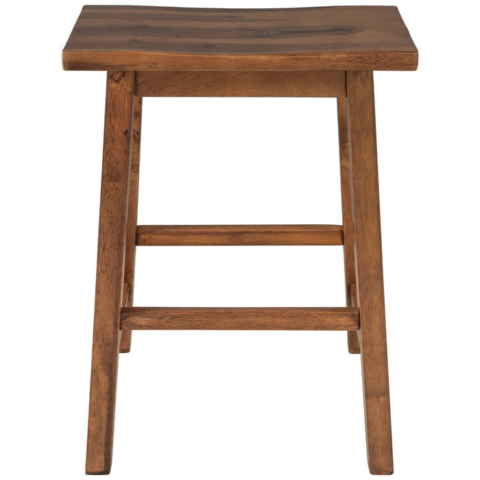 Topmax Farmhouse Rustic 2 Piece Counter Height Wood Kitchen Dining Stools For Small Places, Walnut
