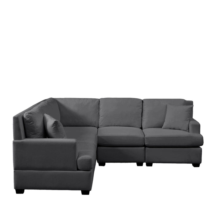 U_Style Sectional Modular Sofa With 2 Tossing Cushions And Solid Frame