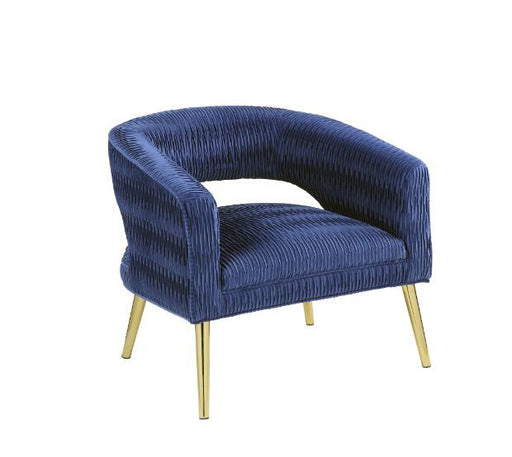 Aistil - Accent Chair - Blue Velvet & Gold Finish Unique Piece Furniture