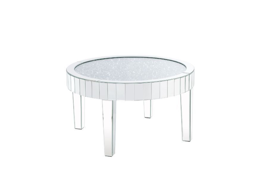 Ornat - Coffee Table - Mirrored & Faux Diamonds - 18" Unique Piece Furniture
