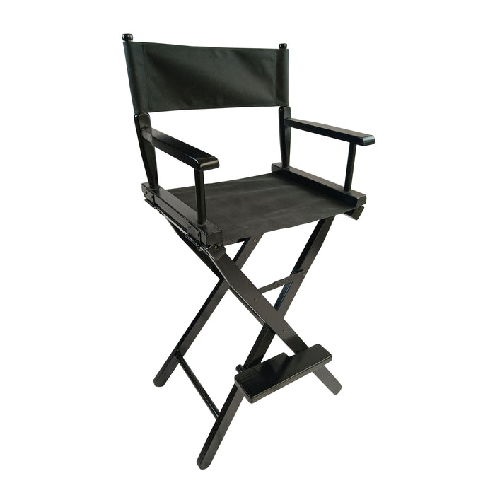 Casual Home Director's Chair, Black Frame / Black Canvas, Suitable For Adults, Foldable Style, (Set of 2) Populus - Black