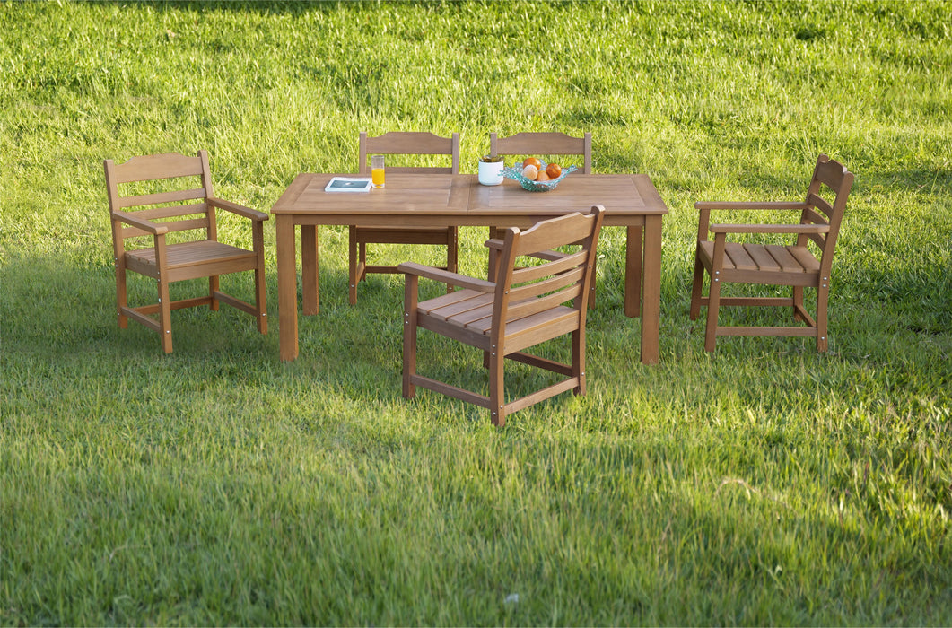 Hips Dining Set, 5 Pieces (4 Dinning Chair + 1 Dining Table), Outdoor / Indoor Use - Teak