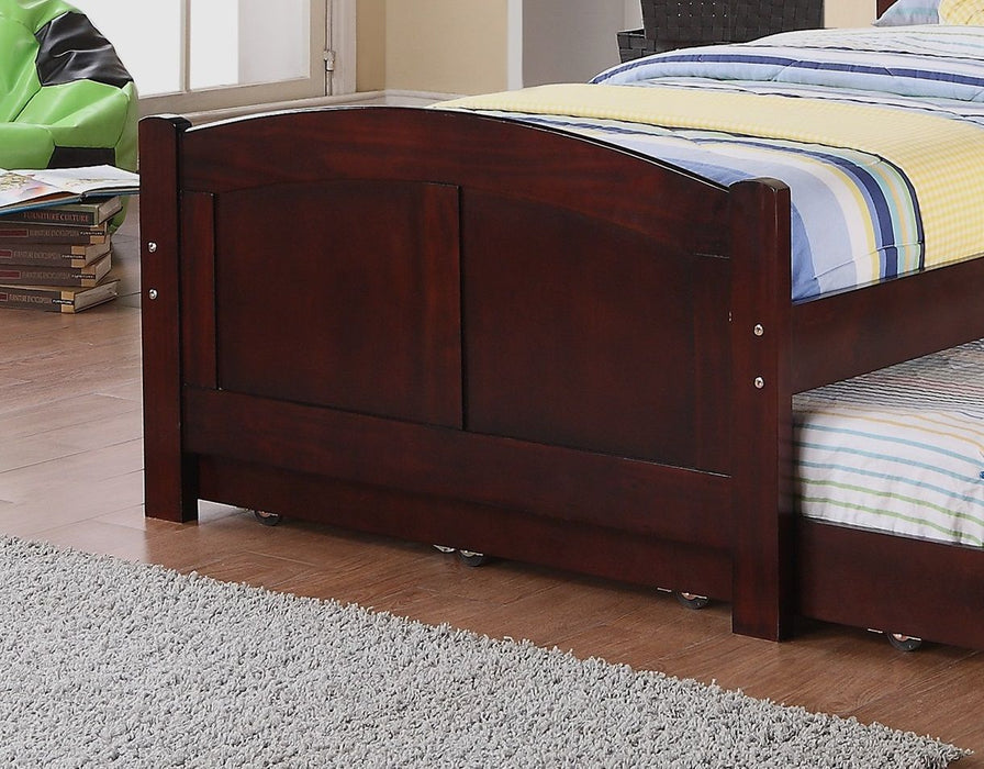 Twin Size Bed With Trundle Slats Dark Cherry Pine Plywood Kids Youth Bedroom Furniture