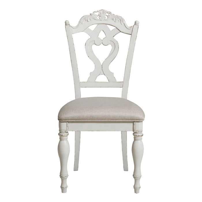 Victorian Style Antique White Desk Chair 1 Piece Upholstered Cushioned Seat Traditional Craving Wooden Funiture