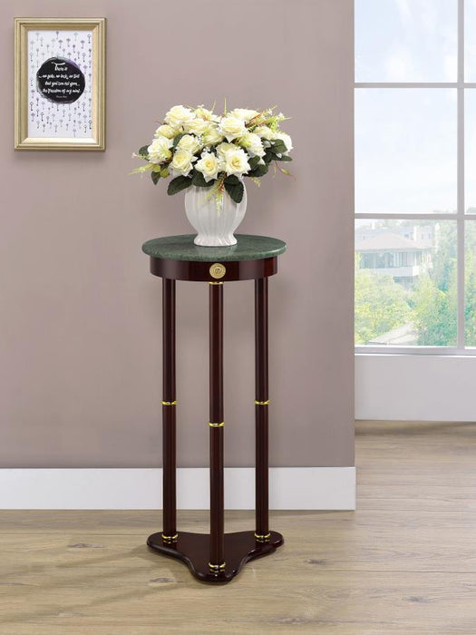Edie - Round Marble Top Accent Table - Merlot Unique Piece Furniture