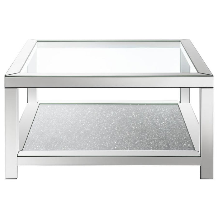 Valentina - Rectangular Coffee Table With Glass Top Mirror Unique Piece Furniture