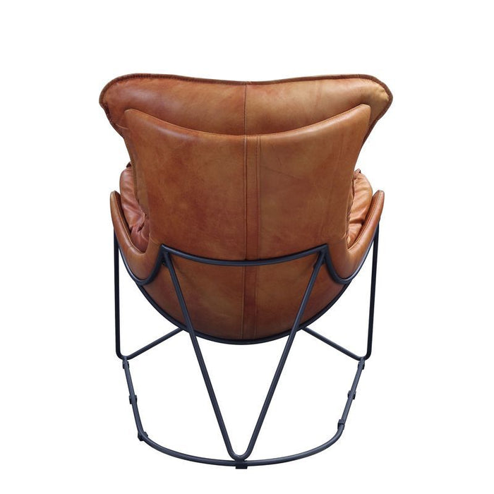 Thurshan - Accent Chair - Aperol Top Grain Leather & Black Finish Unique Piece Furniture