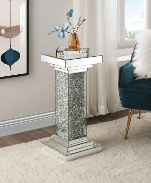 Rekha - Pedestal - Mirrored & Faux Diamonds Unique Piece Furniture