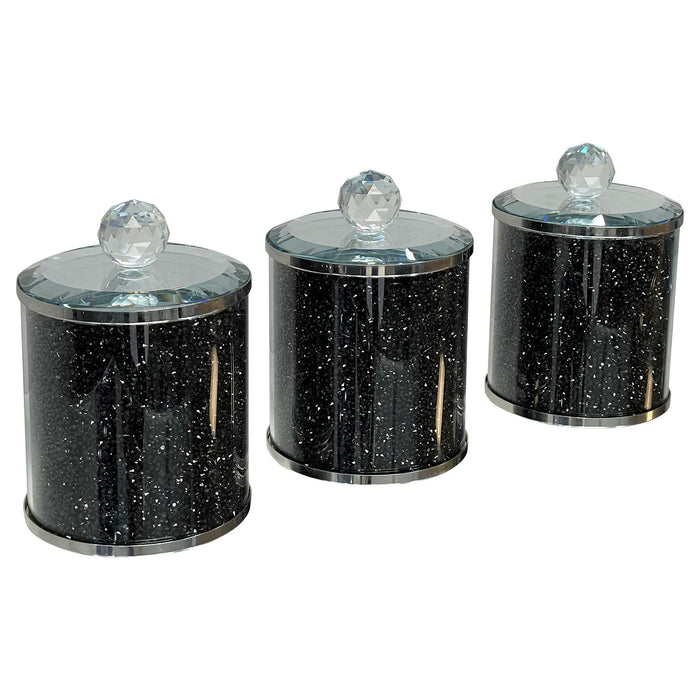 Ambrose Exquisite Three Glass Canister Set In Gift Box Black
