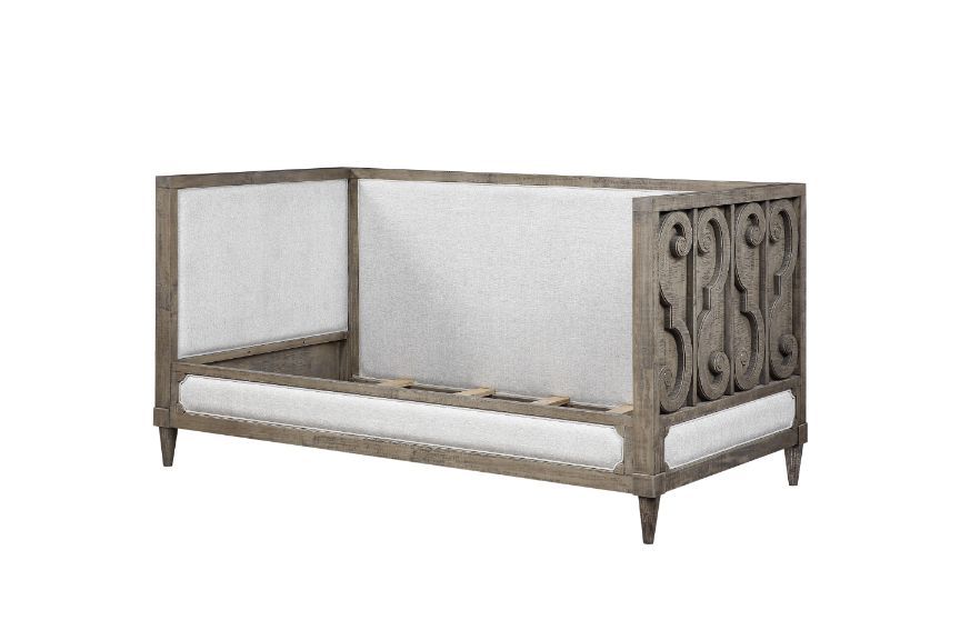 Artesia - Daybed - Tan Fabric & Salvaged Natural Finish Unique Piece Furniture